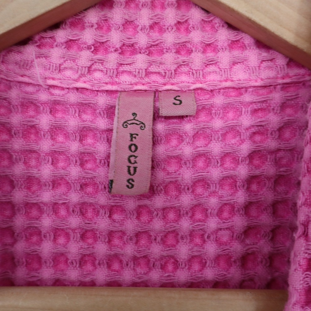 Focus Pink Waffle Knit 100% Cotton Button Front Cardigan Jacket Womens S - Picture 3 of 7